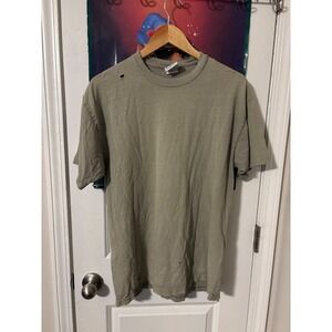 90s Discus Athletic Mens Distressed T Shirt Olive Green Holes Casual Size XL